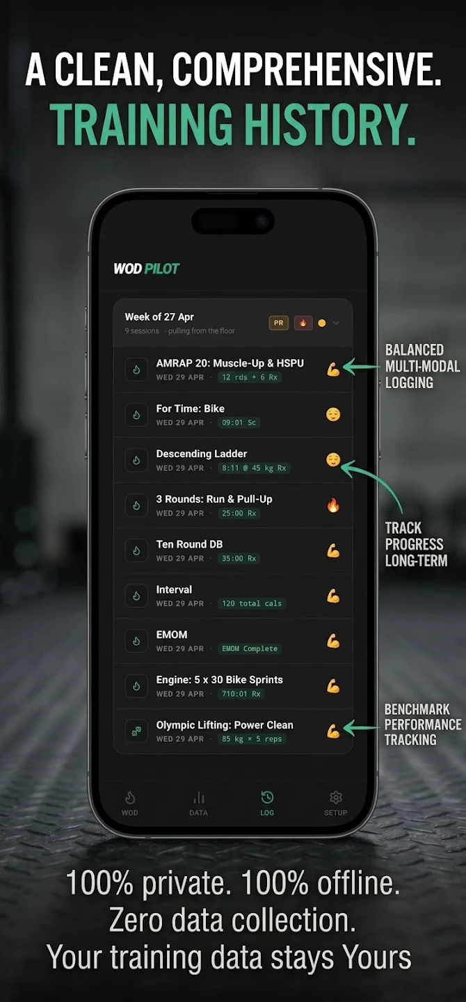 WODPilot clean comprehensive training history log